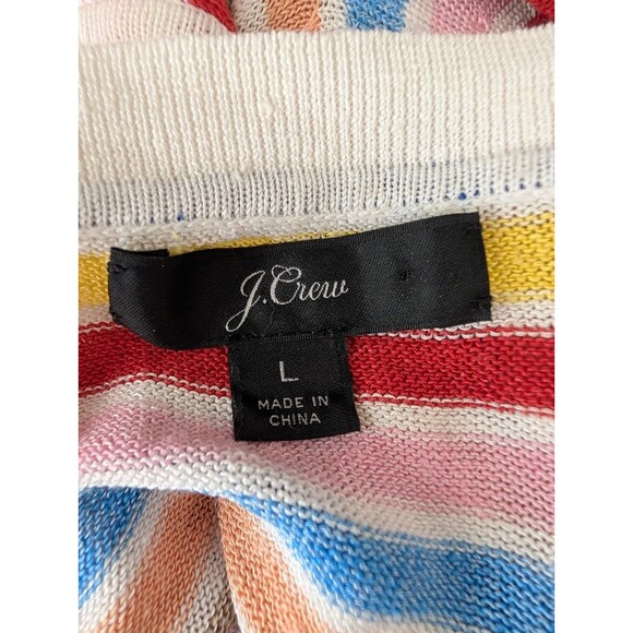 J.CREW Rainbow Stripe Scoop Neck Linen Lightweight Sweater Size Large - Picture 10 of 10